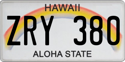 HI license plate ZRY380