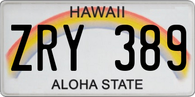 HI license plate ZRY389