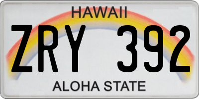 HI license plate ZRY392