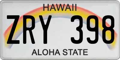 HI license plate ZRY398