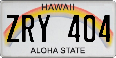 HI license plate ZRY404