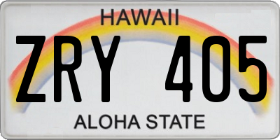 HI license plate ZRY405