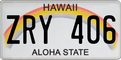HI license plate ZRY406