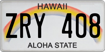 HI license plate ZRY408