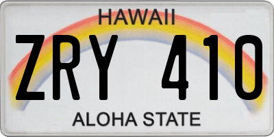 HI license plate ZRY410