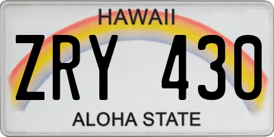 HI license plate ZRY430