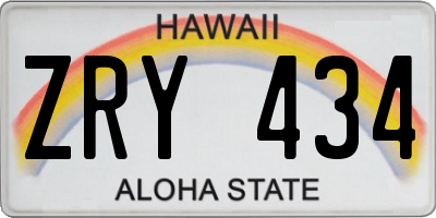 HI license plate ZRY434