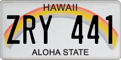 HI license plate ZRY441