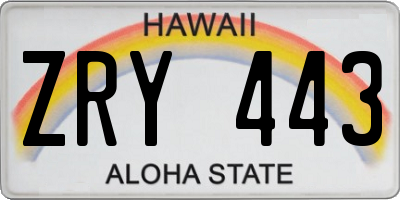 HI license plate ZRY443