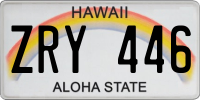 HI license plate ZRY446