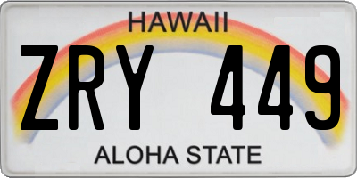 HI license plate ZRY449