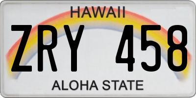 HI license plate ZRY458