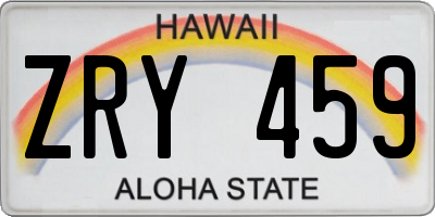 HI license plate ZRY459