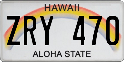 HI license plate ZRY470