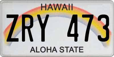 HI license plate ZRY473