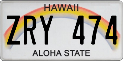 HI license plate ZRY474