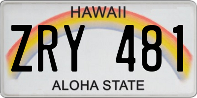 HI license plate ZRY481