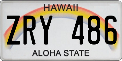 HI license plate ZRY486