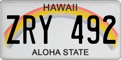 HI license plate ZRY492