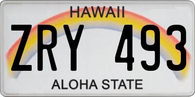 HI license plate ZRY493