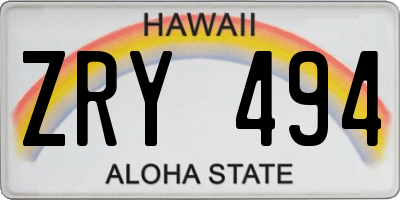 HI license plate ZRY494