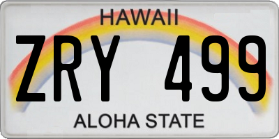 HI license plate ZRY499