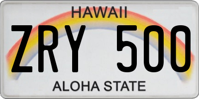 HI license plate ZRY500