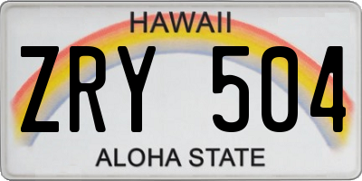 HI license plate ZRY504