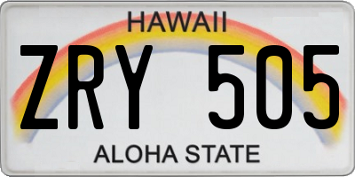 HI license plate ZRY505
