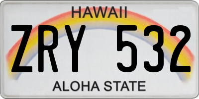 HI license plate ZRY532