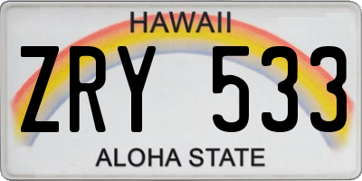 HI license plate ZRY533