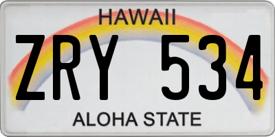 HI license plate ZRY534