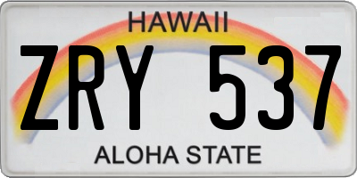 HI license plate ZRY537