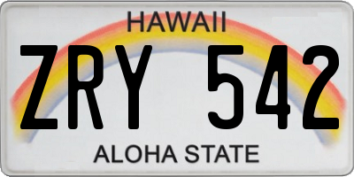 HI license plate ZRY542