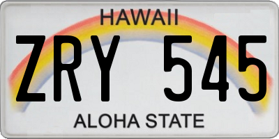 HI license plate ZRY545