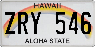 HI license plate ZRY546