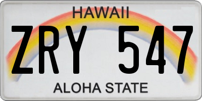 HI license plate ZRY547
