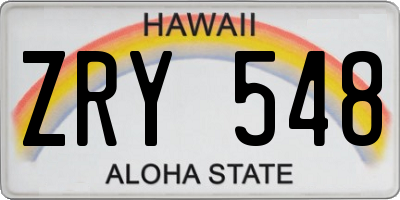 HI license plate ZRY548