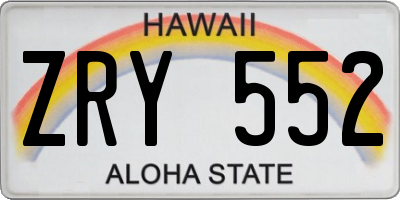 HI license plate ZRY552