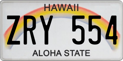 HI license plate ZRY554