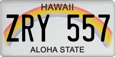 HI license plate ZRY557