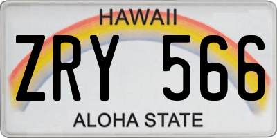 HI license plate ZRY566