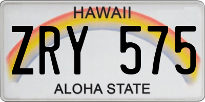 HI license plate ZRY575