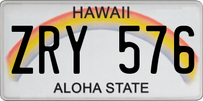 HI license plate ZRY576