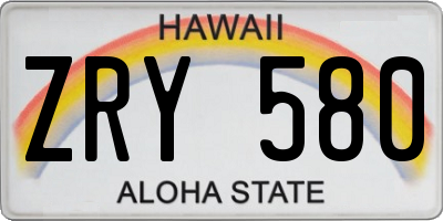 HI license plate ZRY580