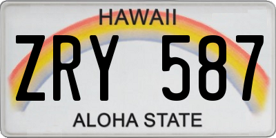 HI license plate ZRY587