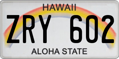 HI license plate ZRY602