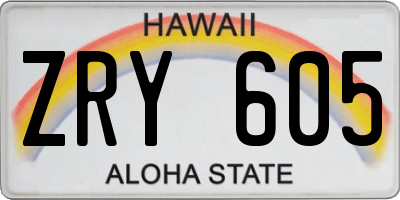 HI license plate ZRY605