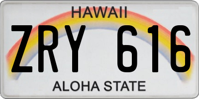 HI license plate ZRY616