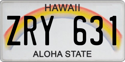 HI license plate ZRY631